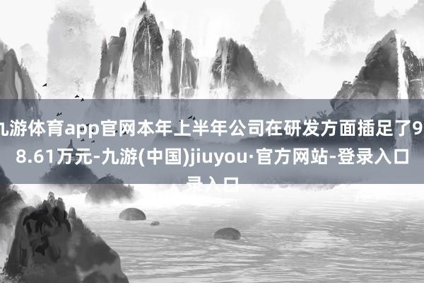 九游体育app官网本年上半年公司在研发方面插足了928.61万元-九游(中国)jiuyou·官方网站-登录入口