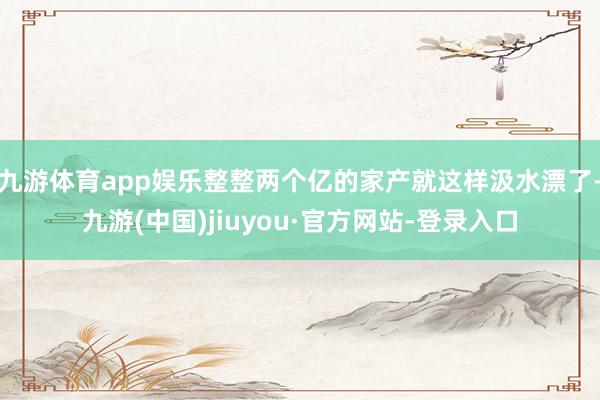 九游体育app娱乐整整两个亿的家产就这样汲水漂了-九游(中国)jiuyou·官方网站-登录入口
