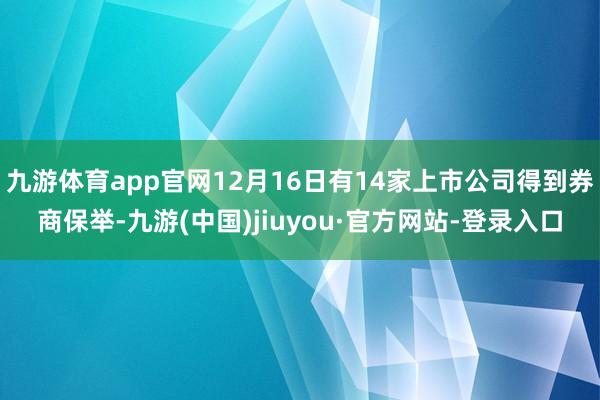 九游体育app官网12月16日有14家上市公司得到券商保举-九游(中国)jiuyou·官方网站-登录入口